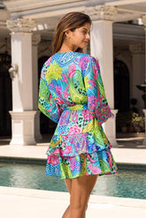 ABITO DONNA  AZZURRO L23 G88 MULTICOLOR LULI FAMA